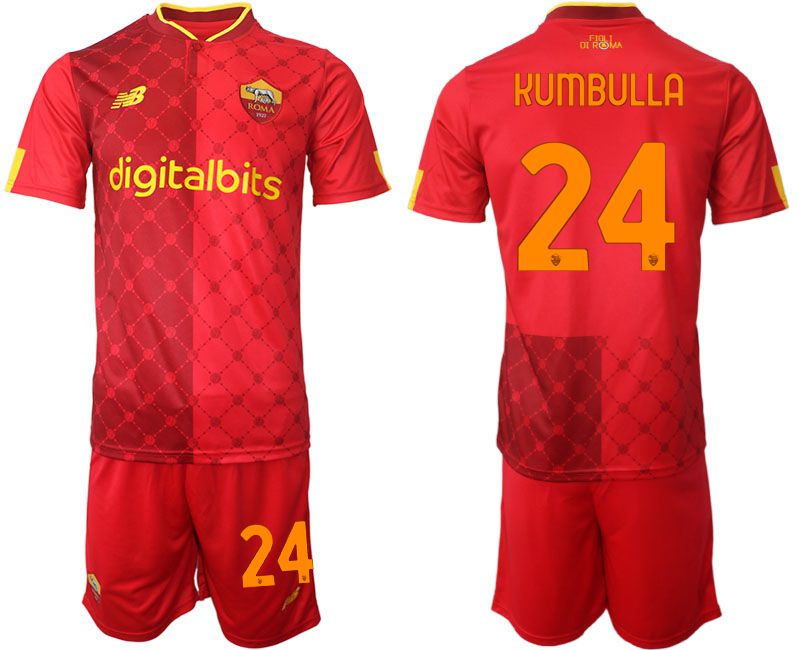 Men 2022-2023 Club AS Rome home red #24 Soccer Jersey->rome jersey->Soccer Club Jersey